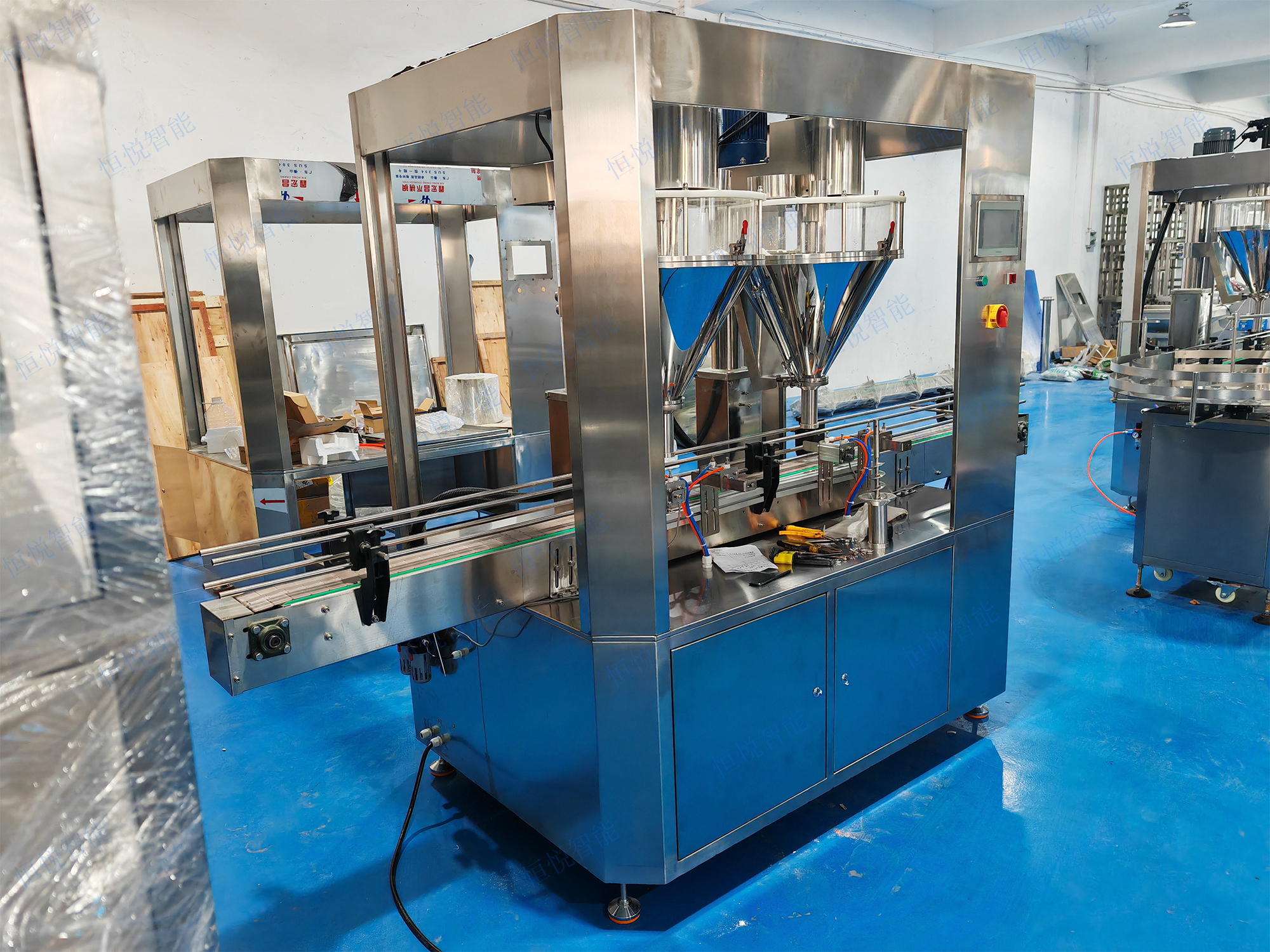 粉劑雙頭全自動灌裝機，高效運行潔凈包裝